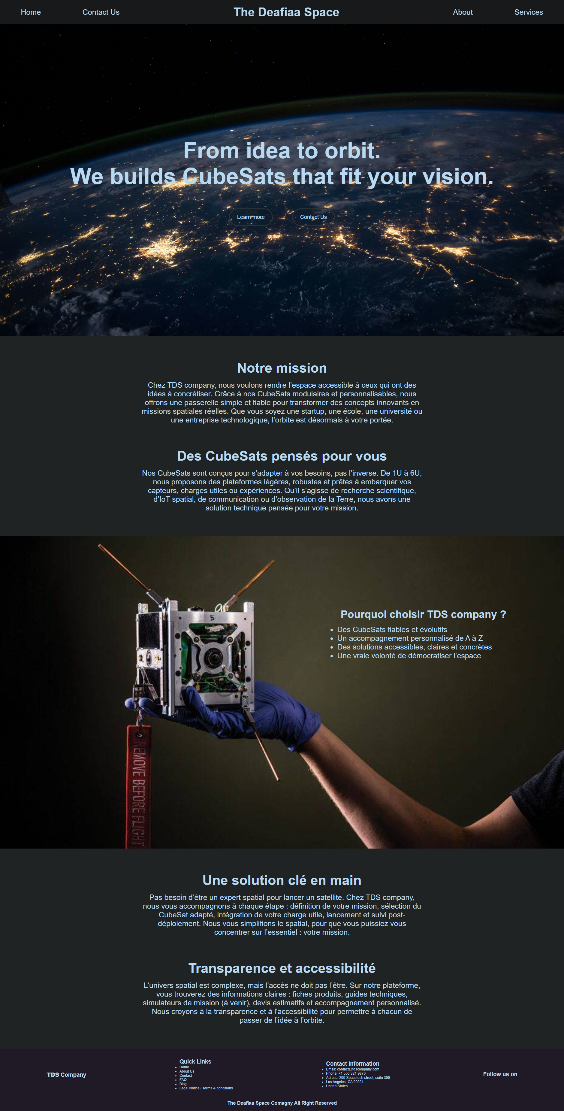 Landing page TDS Company