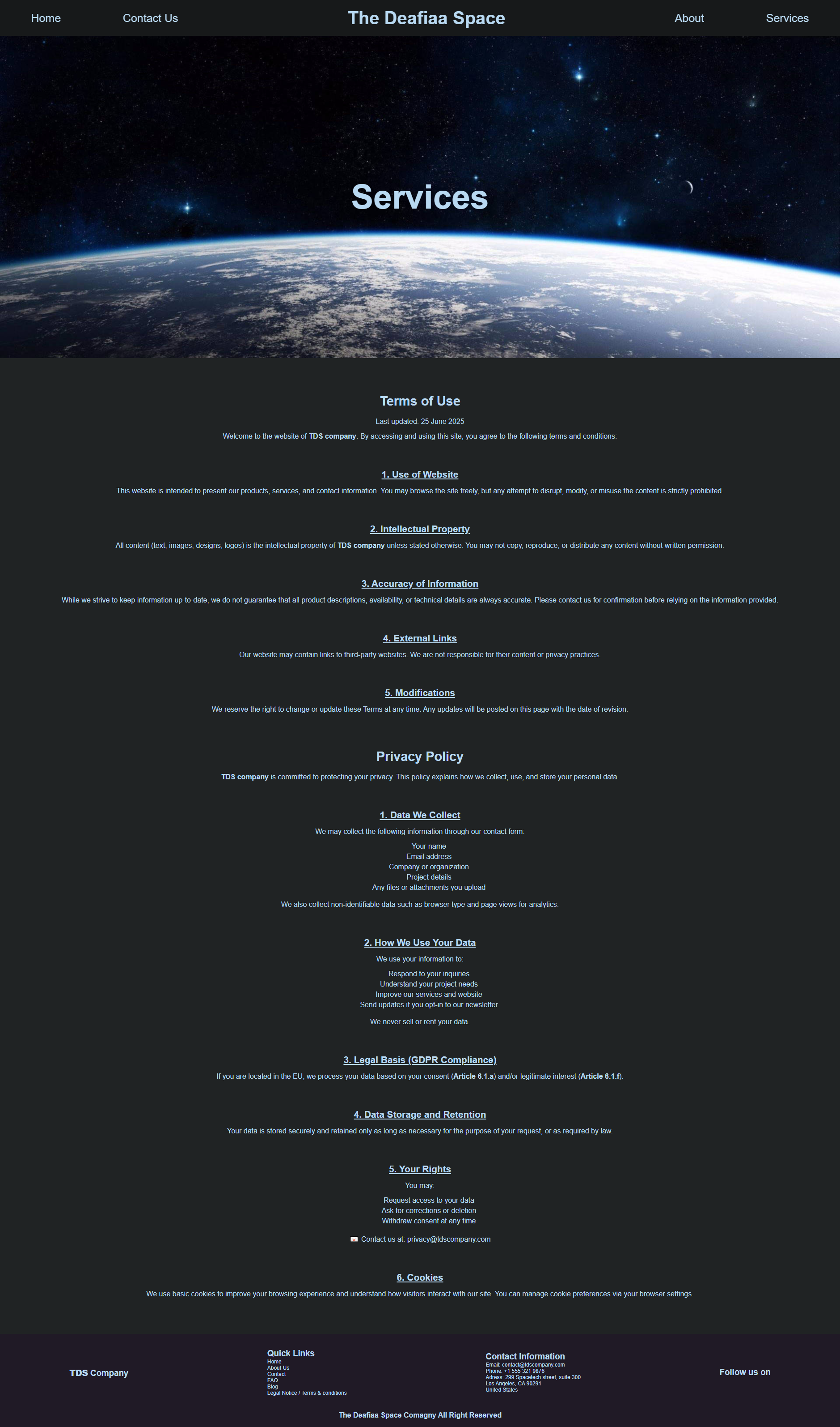 Terms page TDS Company